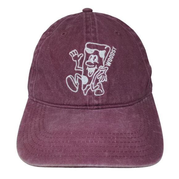 Otto Men's Slideback Hat Red Burgundy Woodsy's Pizza Embroidered Logo - Picture 1 of 8